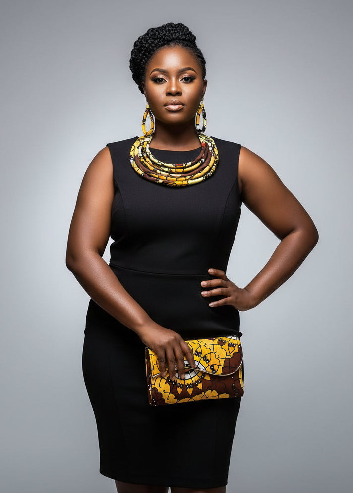 Clutch Bag & Rope  Necklace Set /African Print /Ankara12