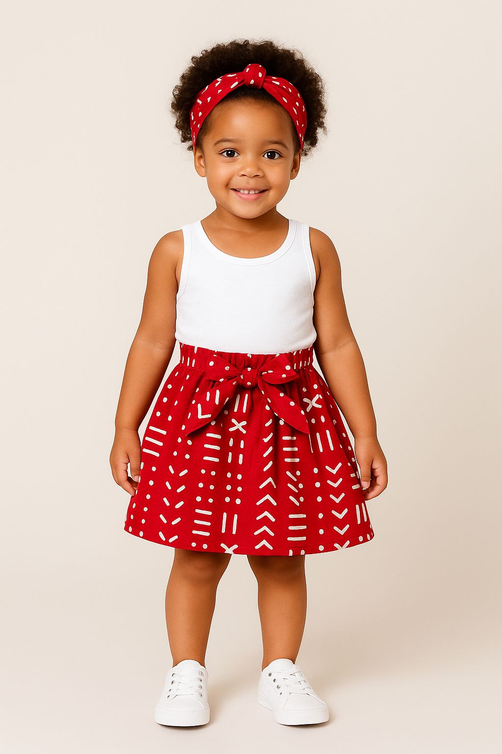 Little Girls Skirt & Scarf Set-Kids K005 Red