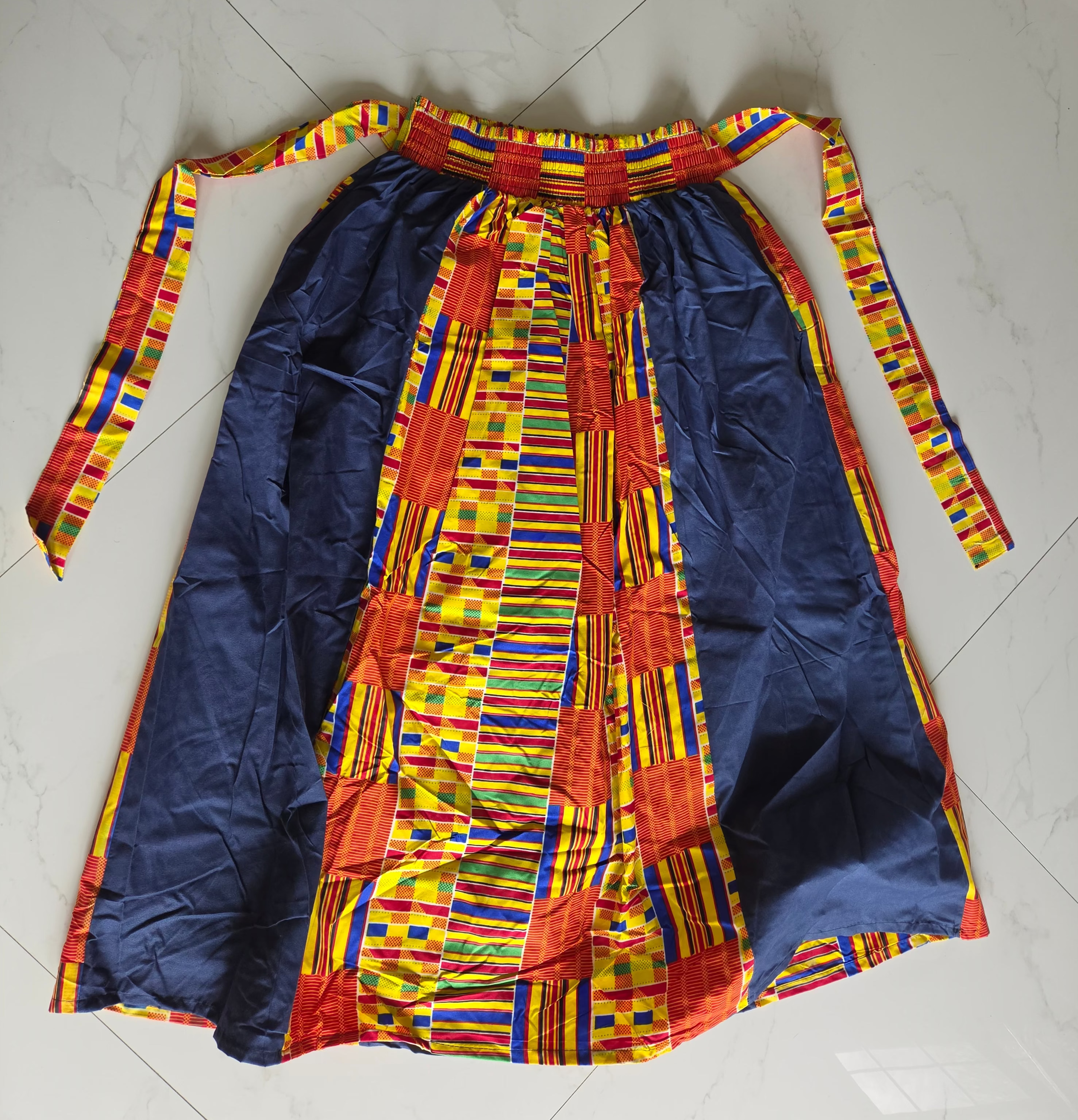 Woman Maxi Skirt Denim/Kente 3006