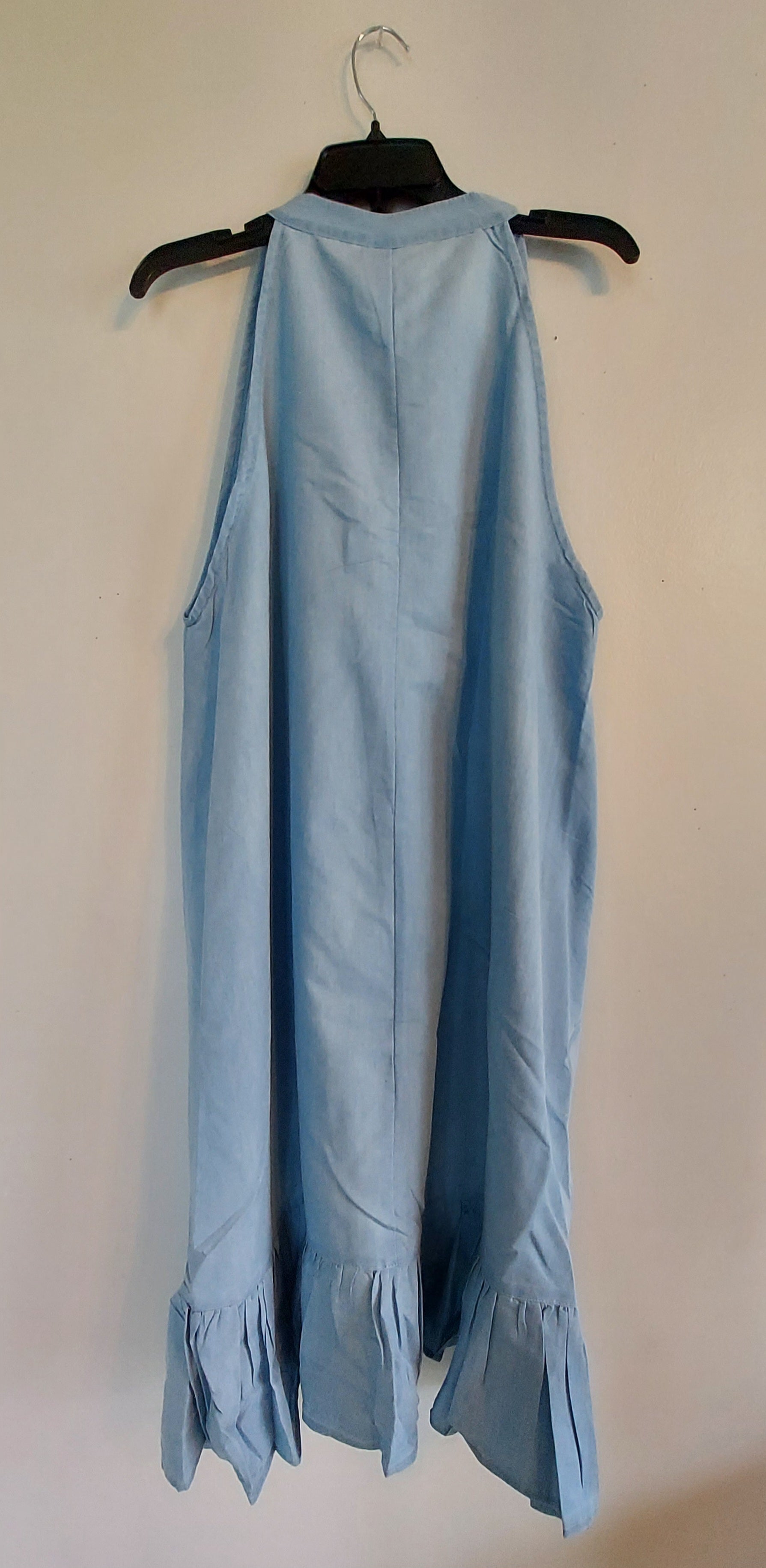 Haltered Neck Bottton Middi Dress 796 Light Denim