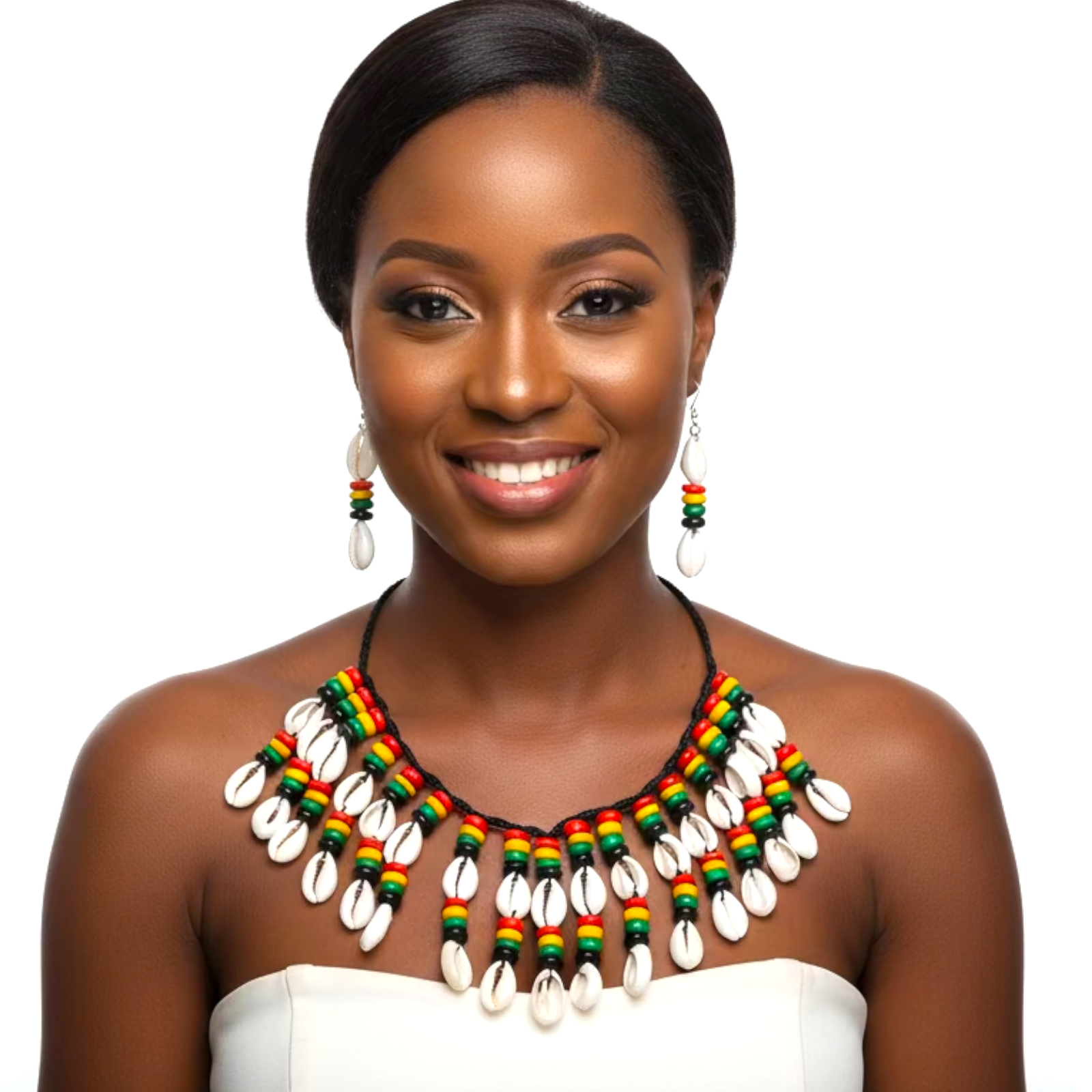 Cowrie Shell Necklace/ Earring Set Rasta