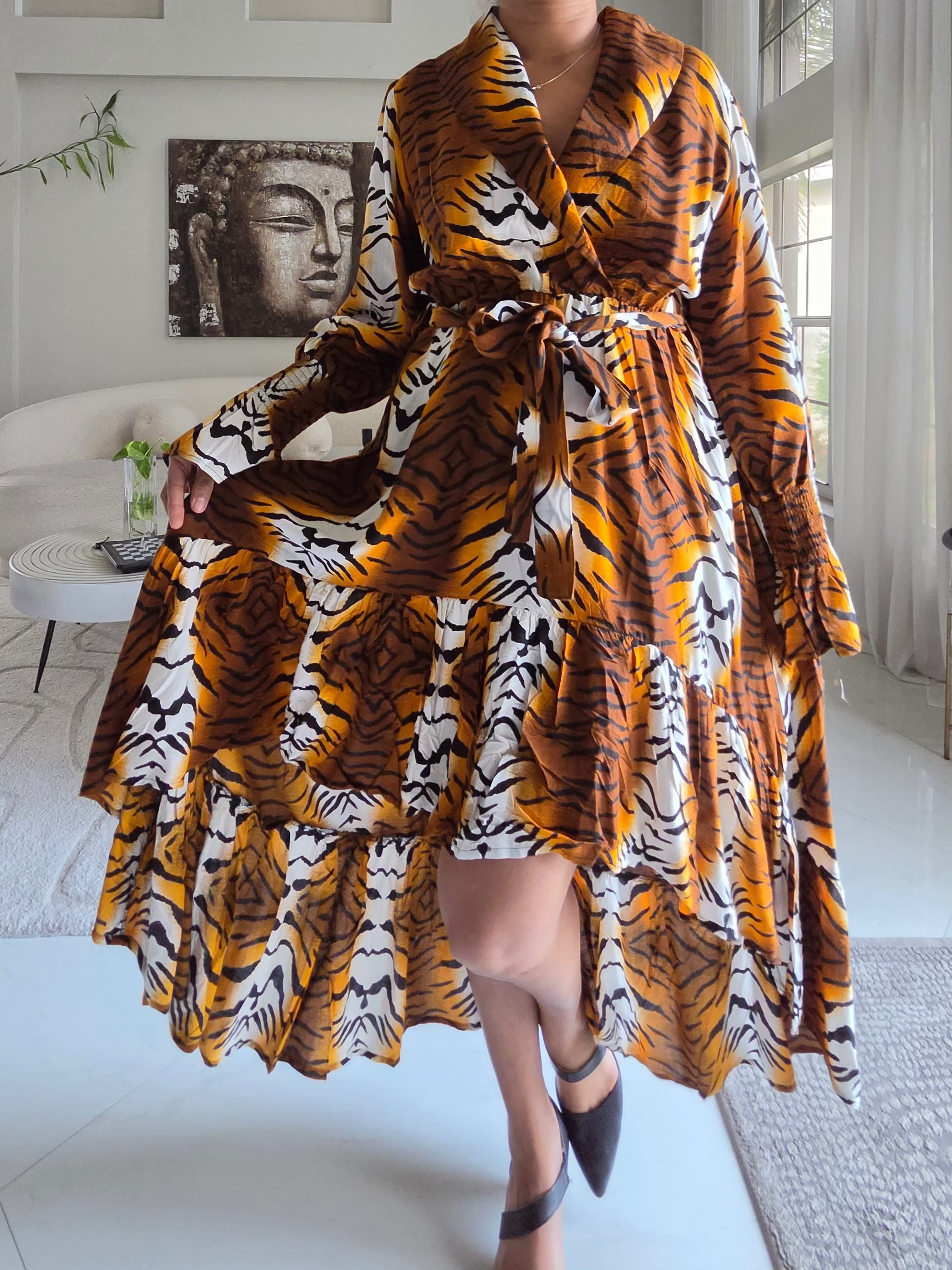 Tiger Print High-Low Dress - 7632R