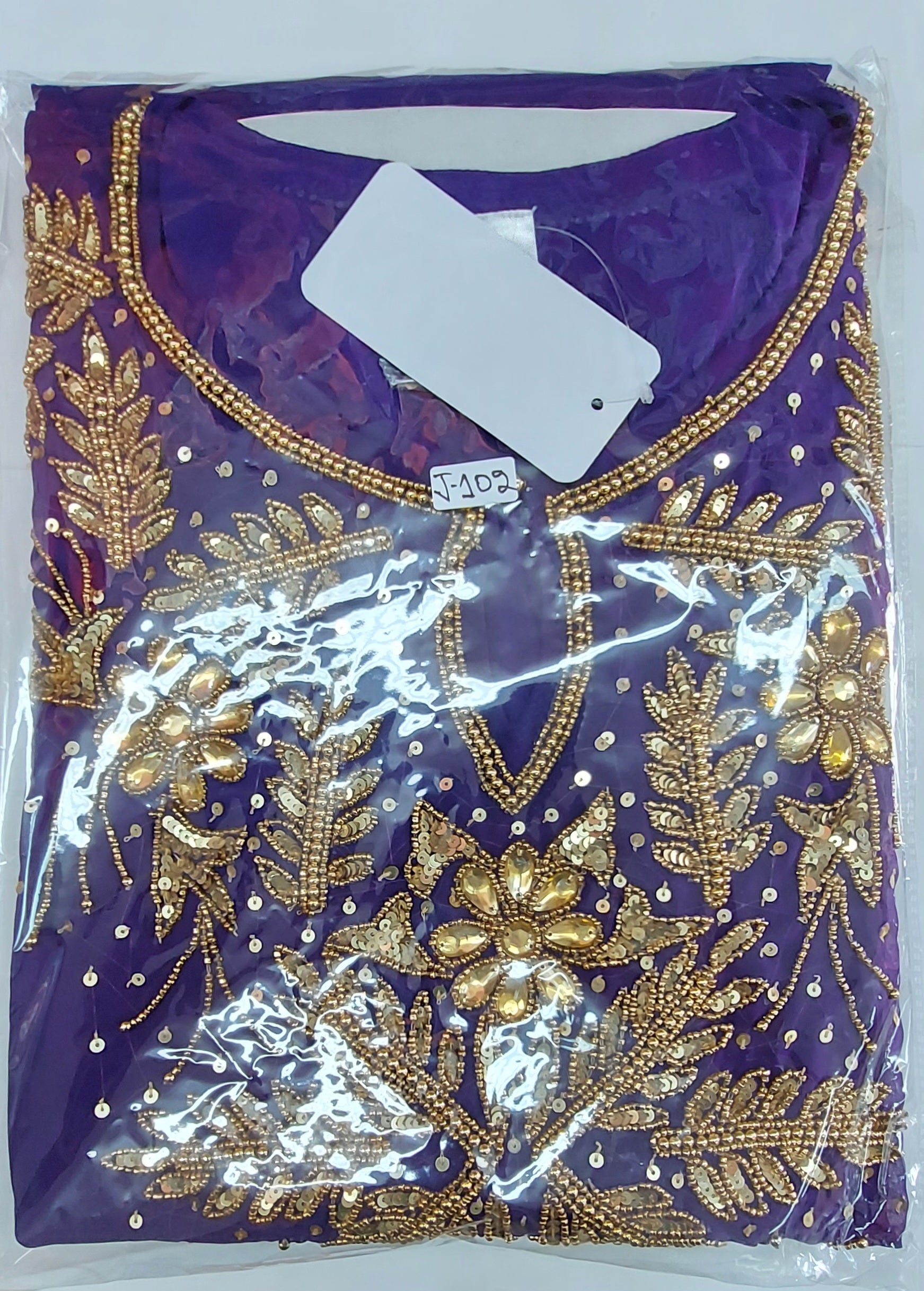 Beaded kaftan Dress With  Border Purple 102