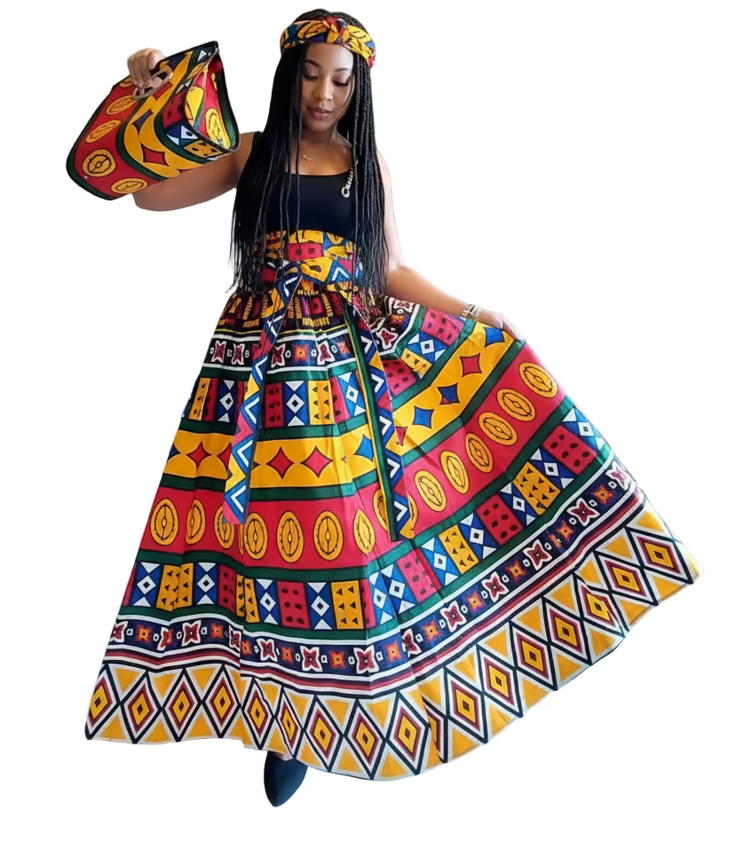 3pcs Set Maxi Skirt Pocketbook wrap Dress J