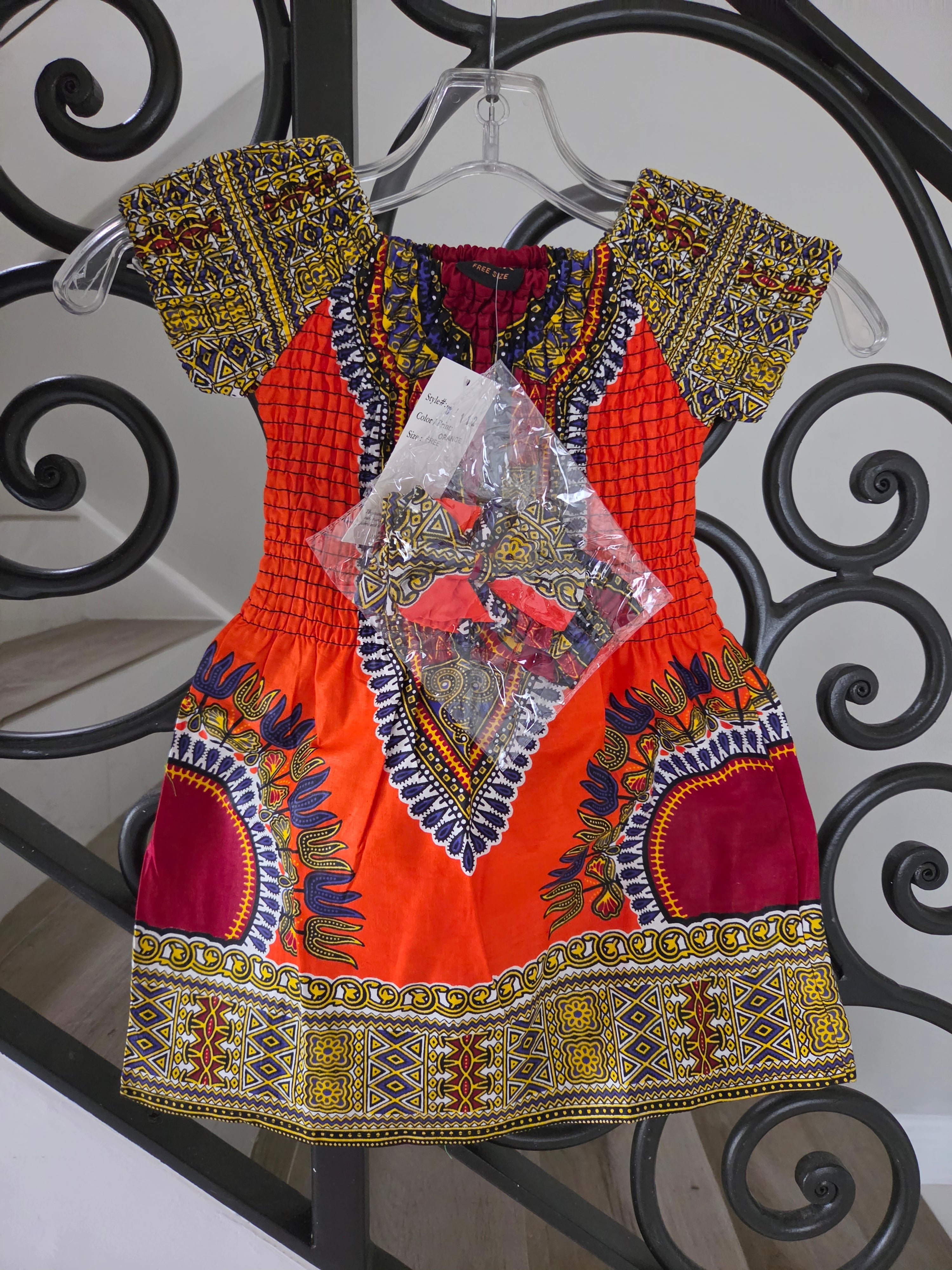 Little Kids / Girls African Dashiki Dresses With Head Band 112