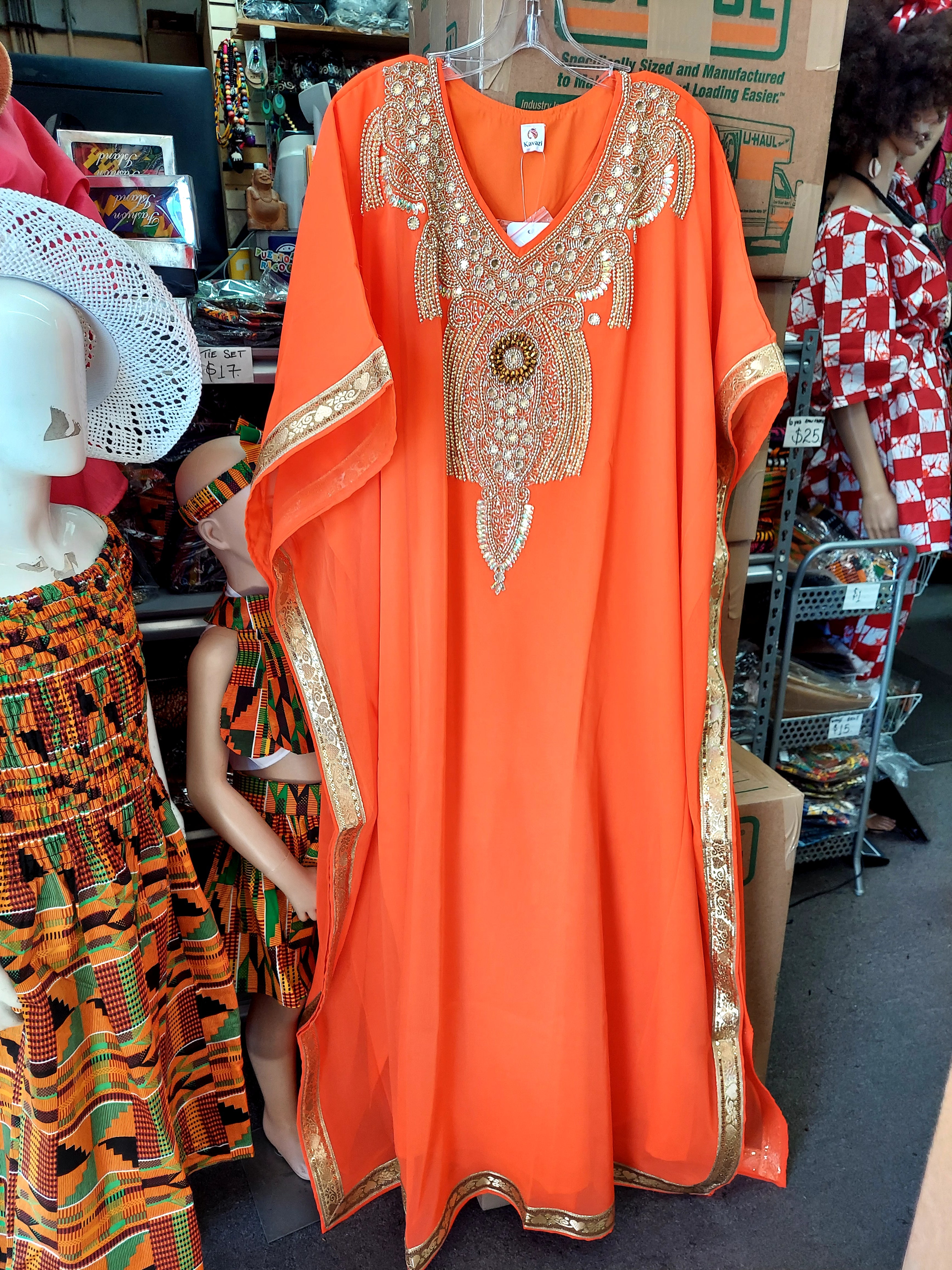 Beaded kaftan Dress With  Border