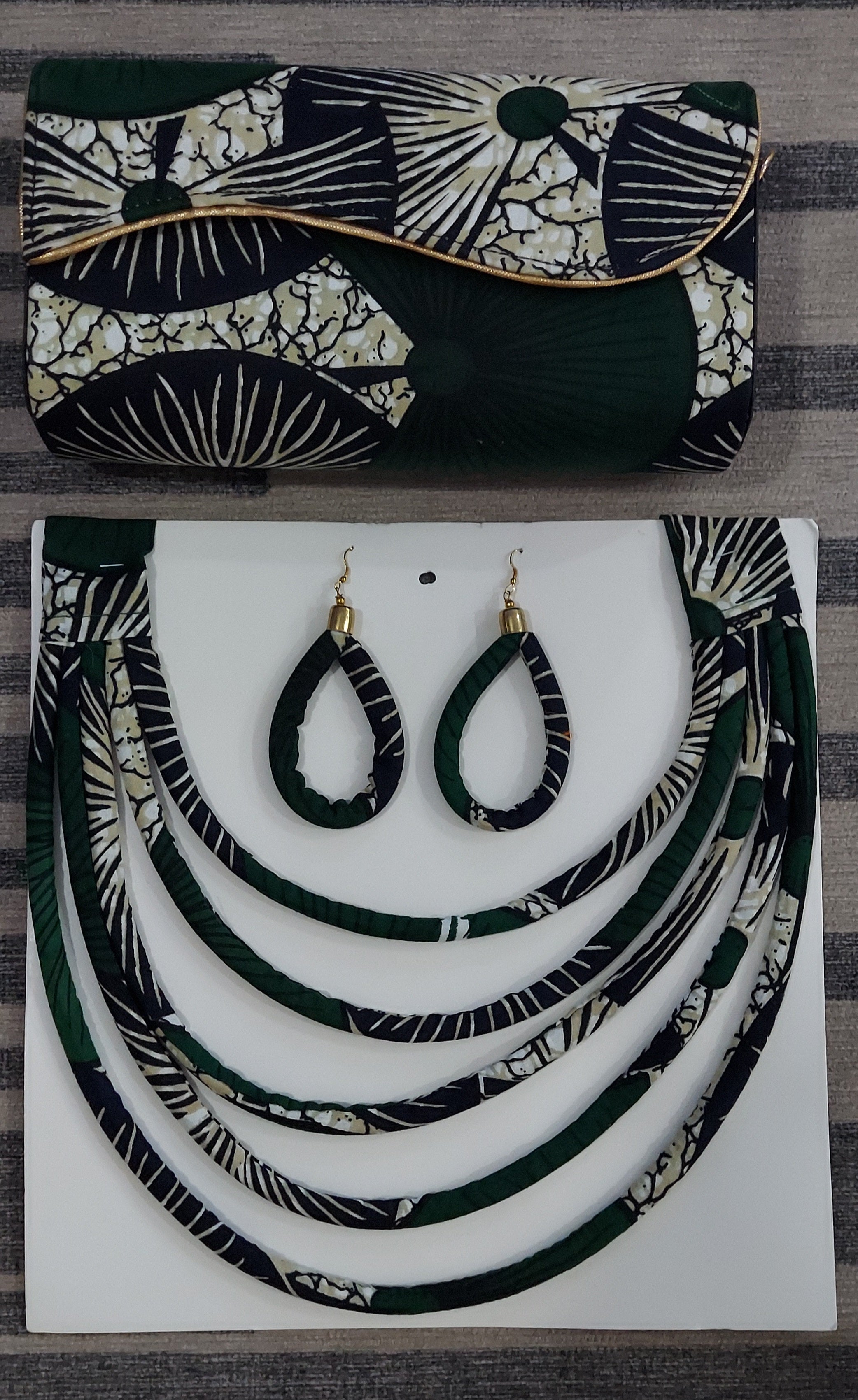Clutch Bag & Rope  Necklace Set /African Kente /Ankara 24