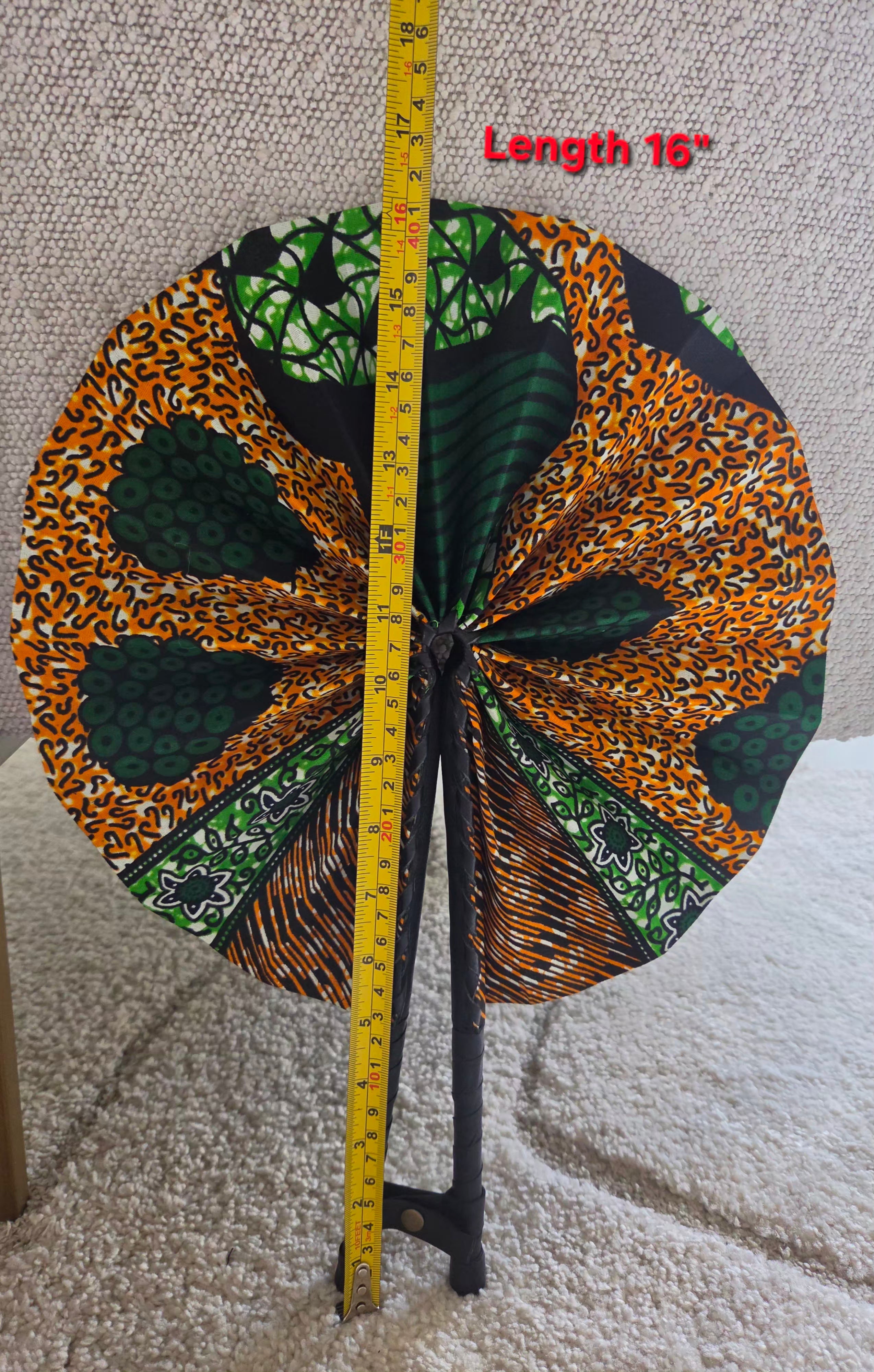 Hand Fan/ Folding with Leather Thong / Assorted