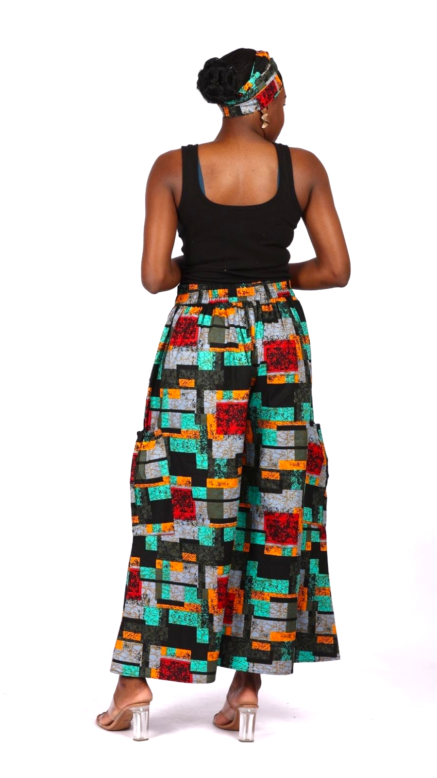 Big Pocket Palazzo Pant Print KVZ809 D