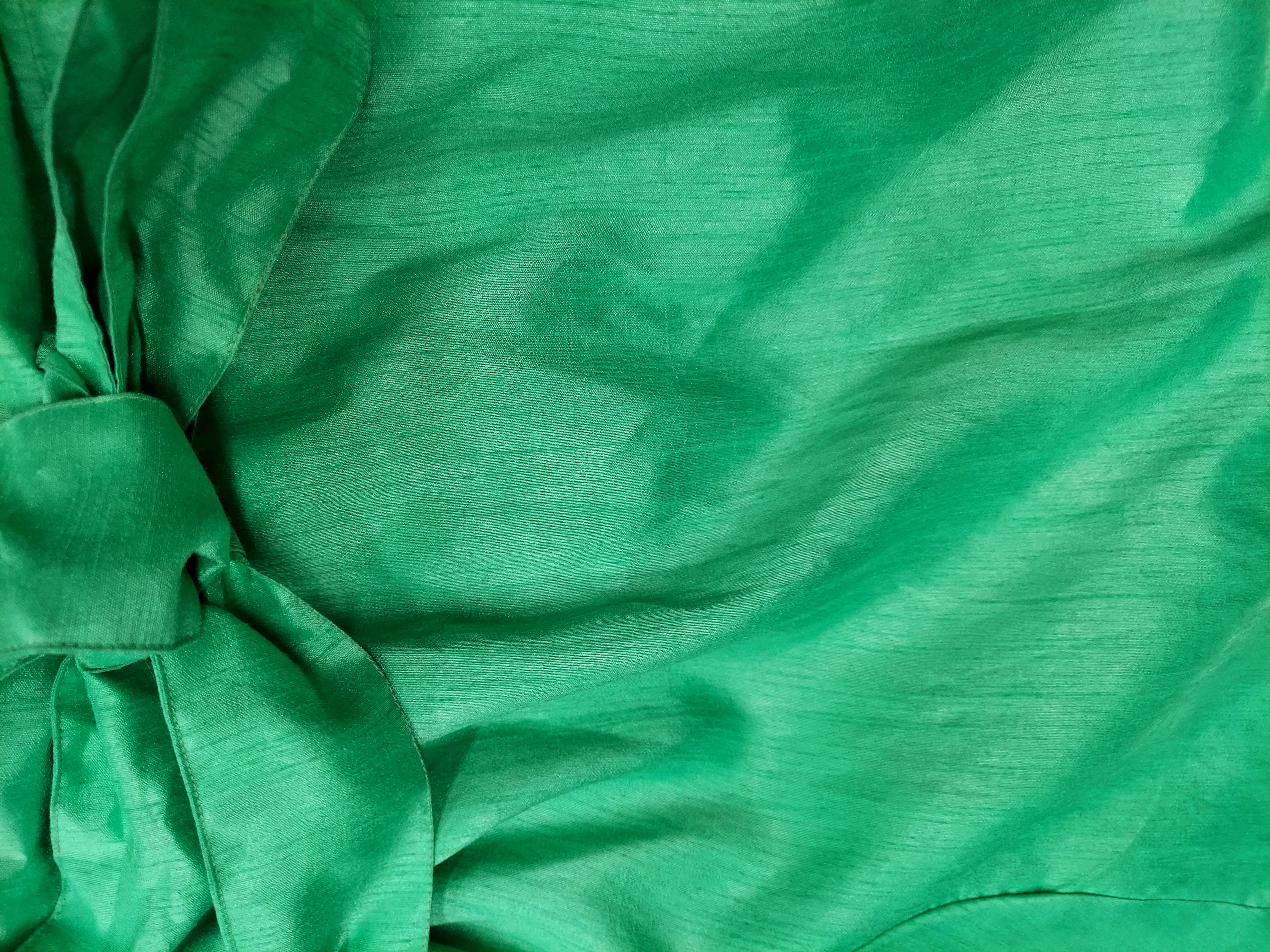 Faux Silk Wrap Dress / Mid Length 25079 Green