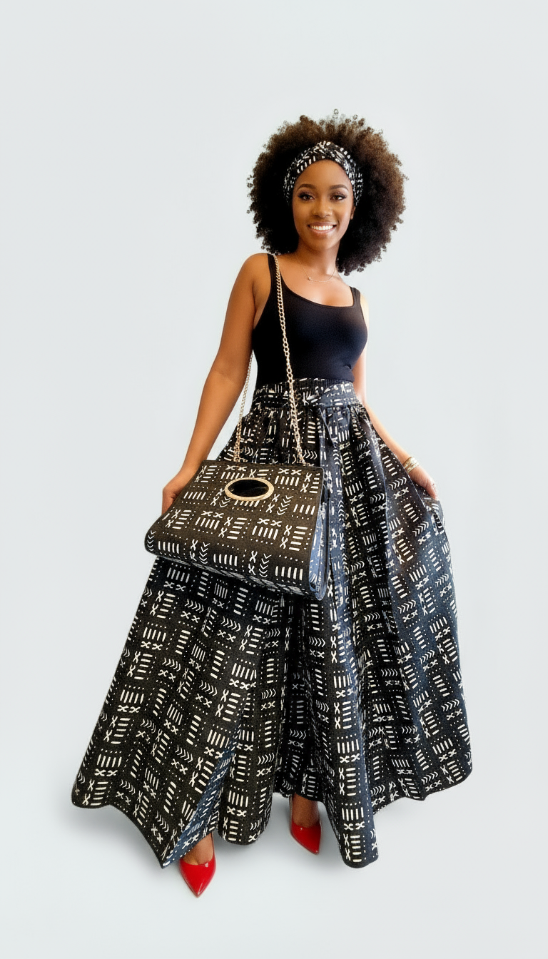 3pcs Set Maxi Skirt Pocketbook wrap Dress B