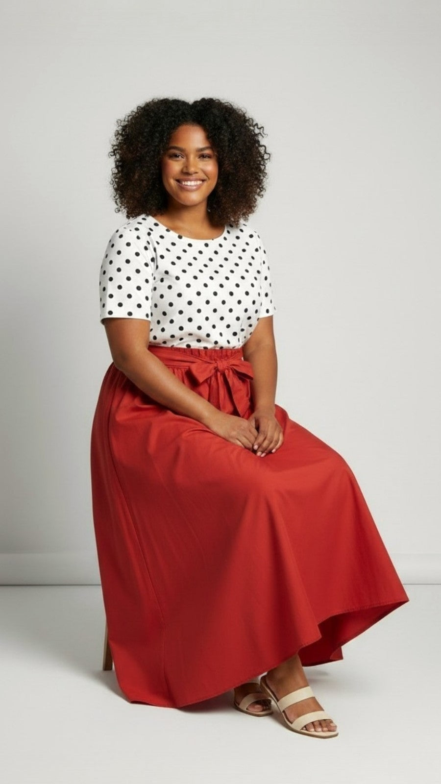 Cotton Maxi Skirt - 42C Red