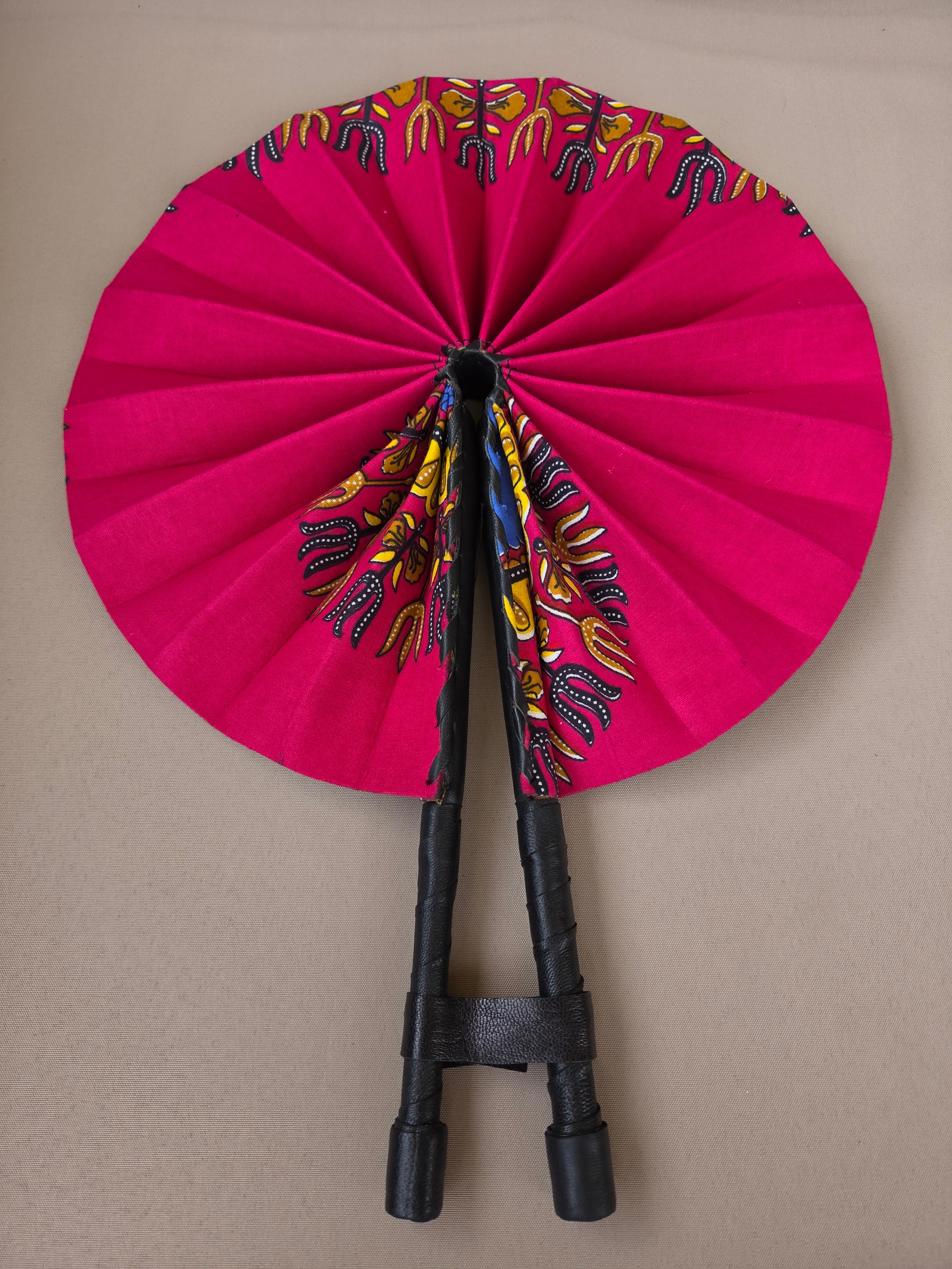 African Dashiki Circle Foldable Handheld Fan /  Black