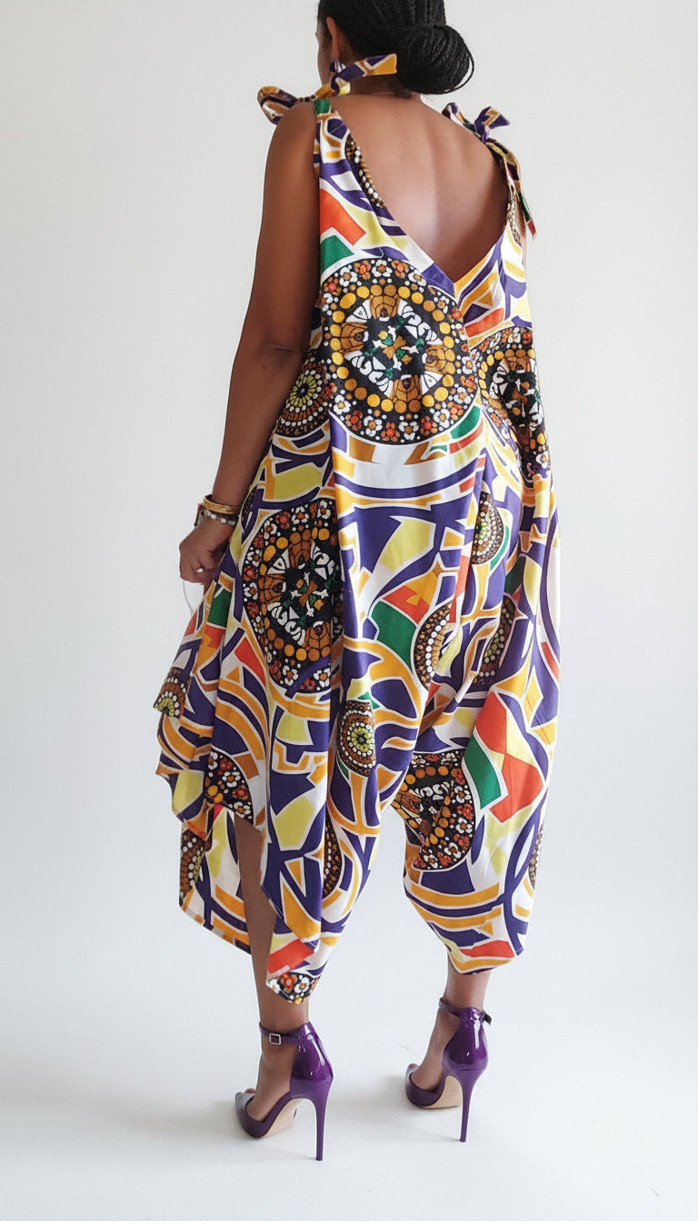 9003 - Harem Romper/Spagetti Straps/ Printed -Multi