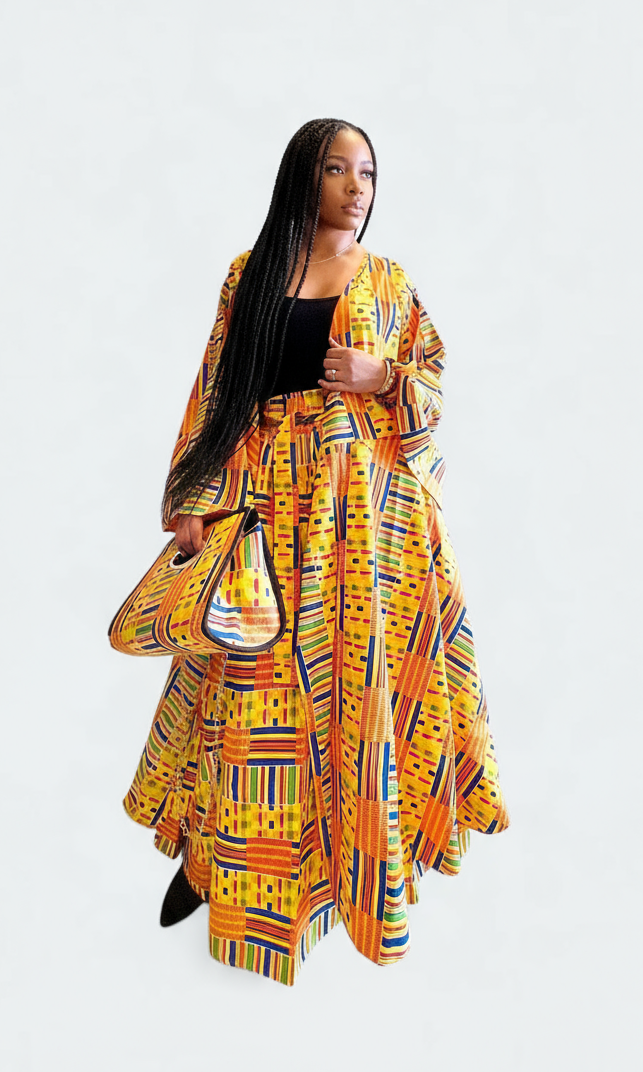 3pcs Set Maxi Skirt Pocketbook wrap Dress