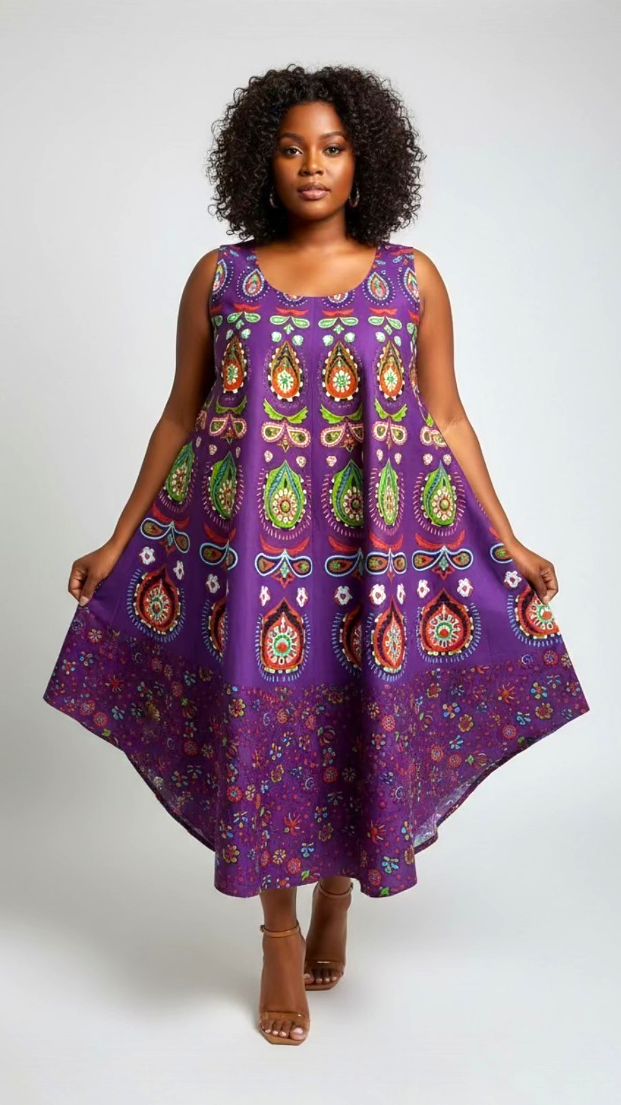 Women Cotton Umbrella Dress- Mandala Print 201